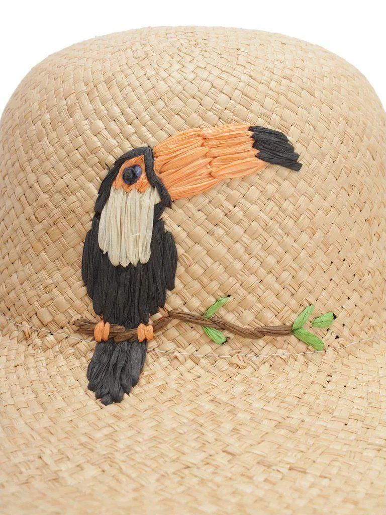 Bird Decorated Straw Hat