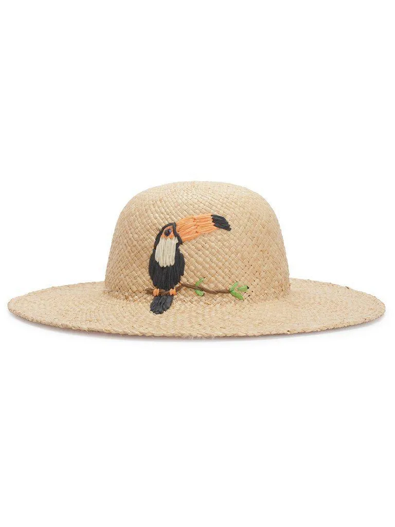 Bird Decorated Straw Hat