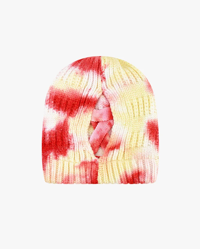 Black Horn - Tie Dye Ponytail Knit Beanie