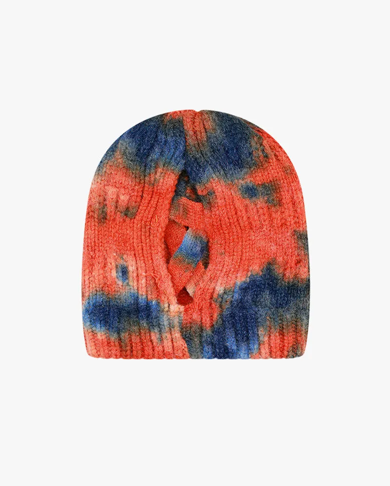 Black Horn - Tie Dye Ponytail Knit Beanie