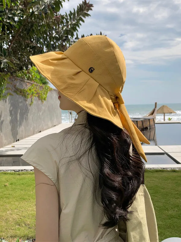 Bowknot Pleated Split-Joint Fisherman Hat Sun Hat