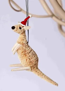 Bristlebrush Designs <br> White Kangaroo with Santa Hat