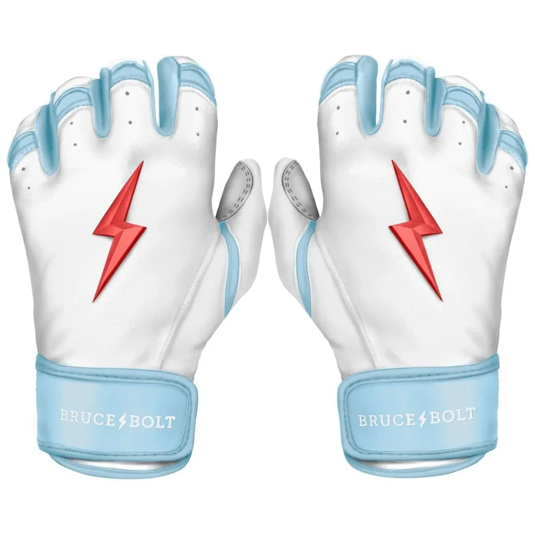 Bruce Bolt PREMIUM PRO Happ Series Short Cuff Batting Gloves: White