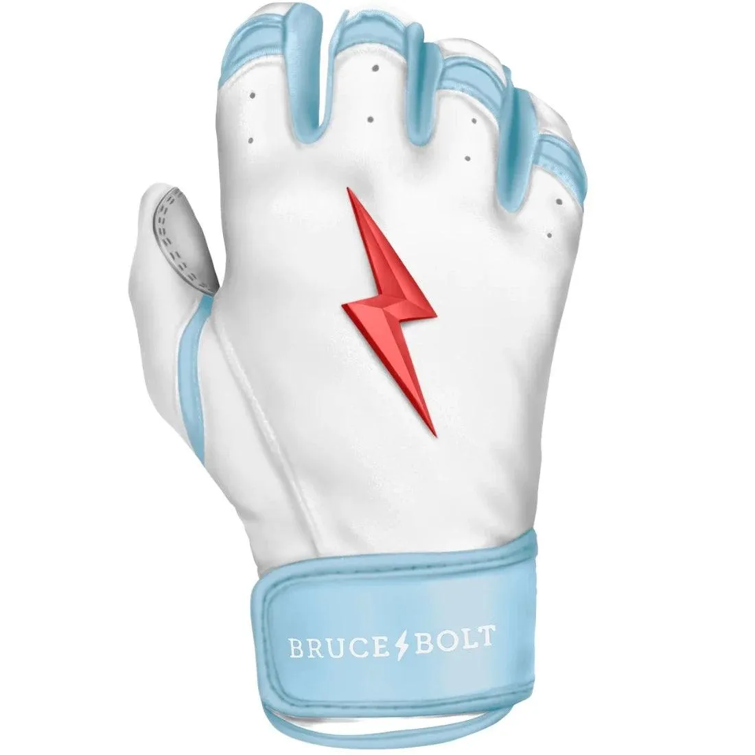 Bruce Bolt PREMIUM PRO Happ Series Short Cuff Batting Gloves: White