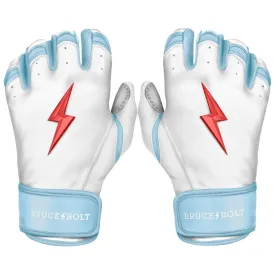 Bruce Bolt PREMIUM PRO Happ Series Short Cuff Batting Gloves: White