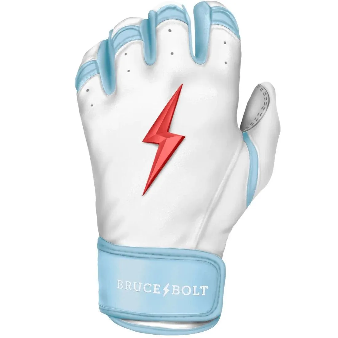 Bruce Bolt PREMIUM PRO Happ Series Short Cuff Batting Gloves: White