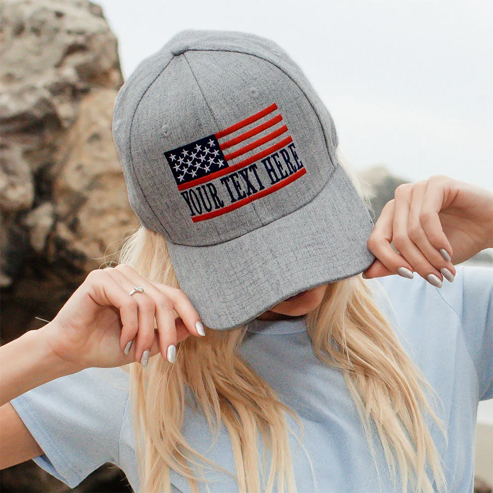 Customized American Flag Wool Snapback Cap