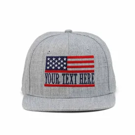 Customized American Flag Wool Snapback Cap