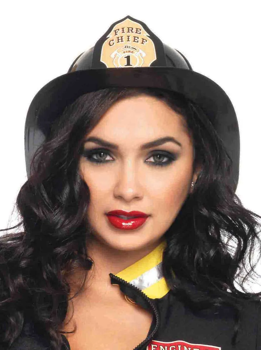 Fireman Adults Deluxe Black Costume Hat