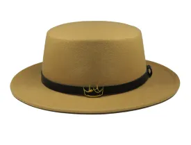 Flat Felt Fedora ( Tan )