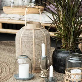 Glass Cloche Lantern on Metal Tray