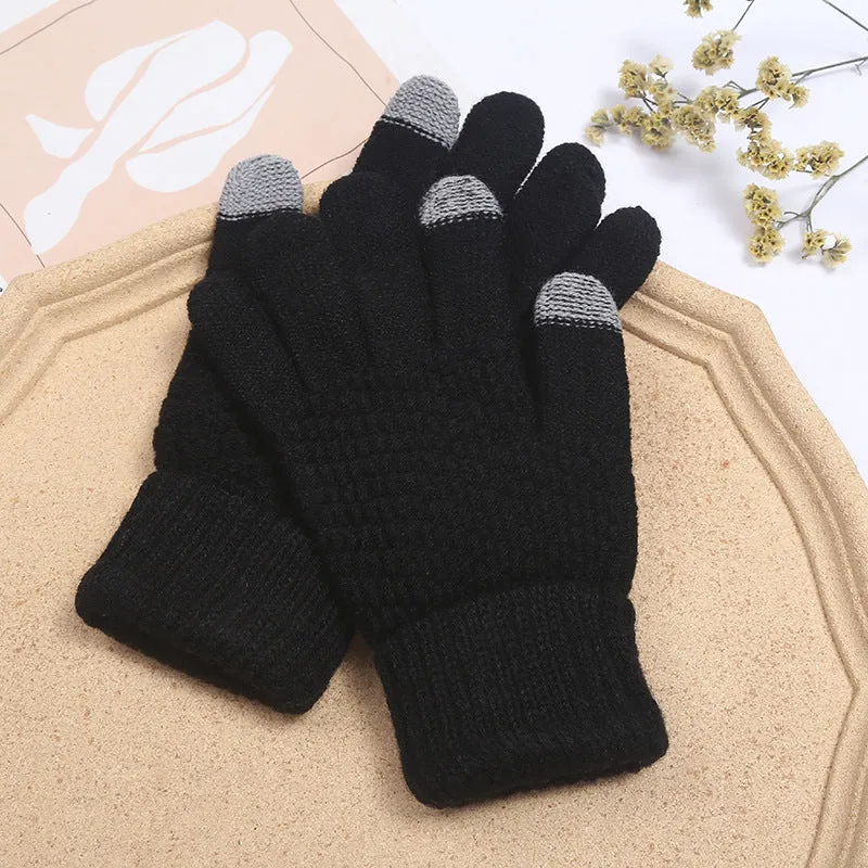 Gloves Women's Winter Plus Velvet Thickened Coldproof Riding Touch Screen Warm Knitted Gloves