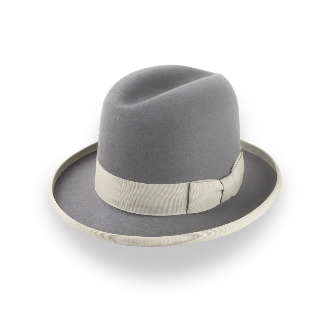 Grey Homburg Hat in Rich Beaver Fur Felt | The Ambassador