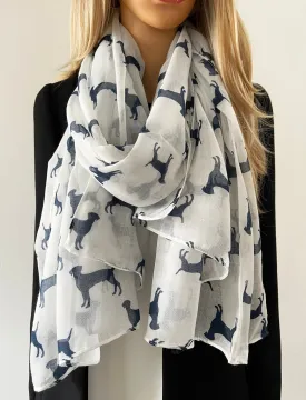 LIGHTWEIGHT WHITE DOG PRINT SHEER NECK SCARF