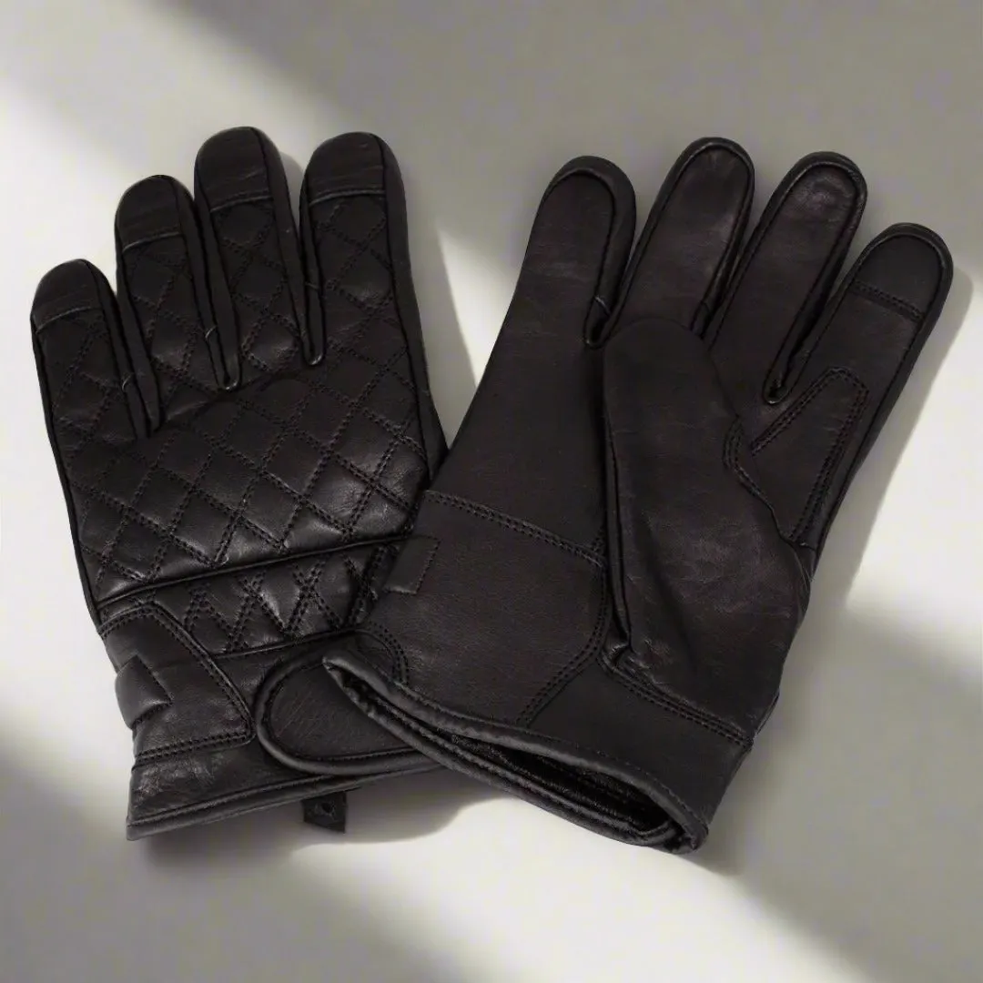 Open Road Men's Leather with Diamond Stitch Gloves