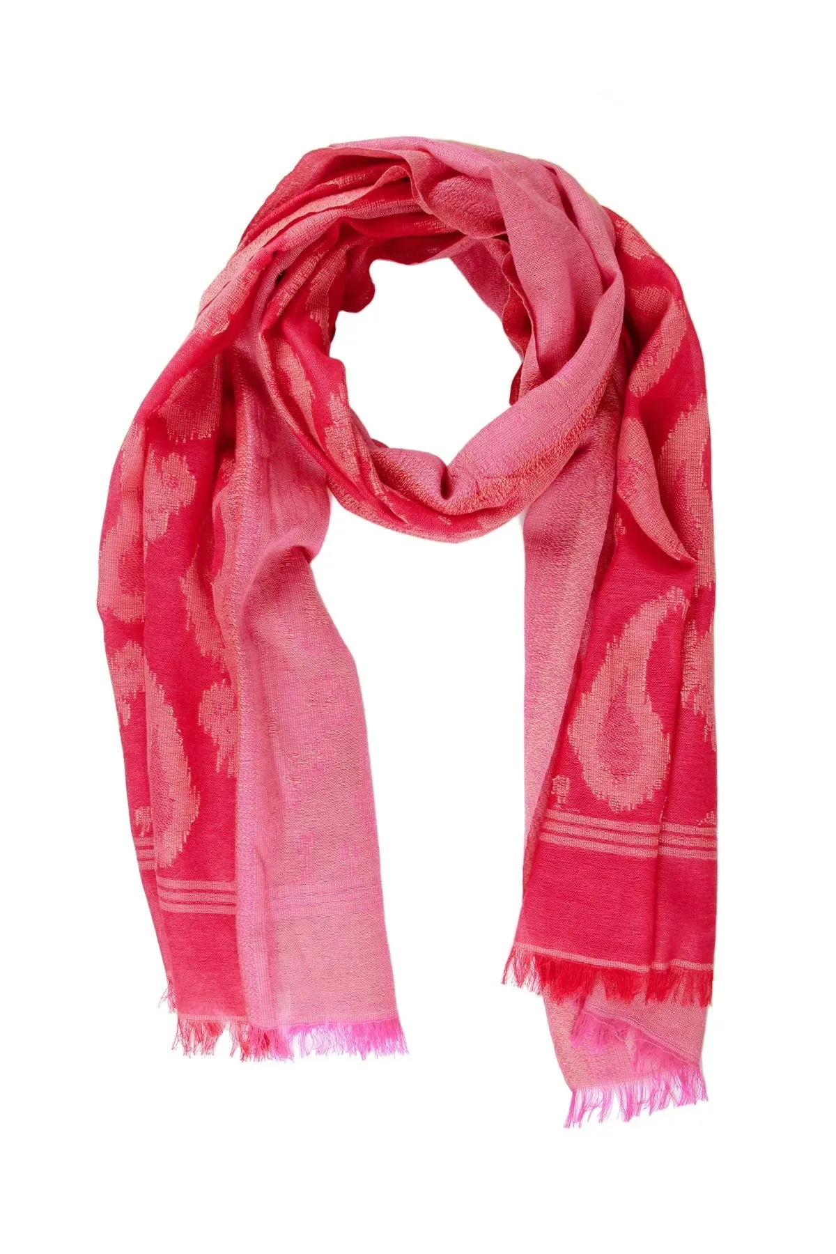 Paisley Printed Pink Coral Cotton Scarf