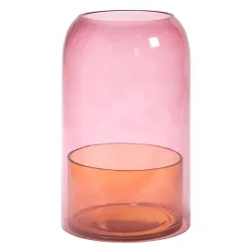 Pink & Amber Glass Candle Cloche