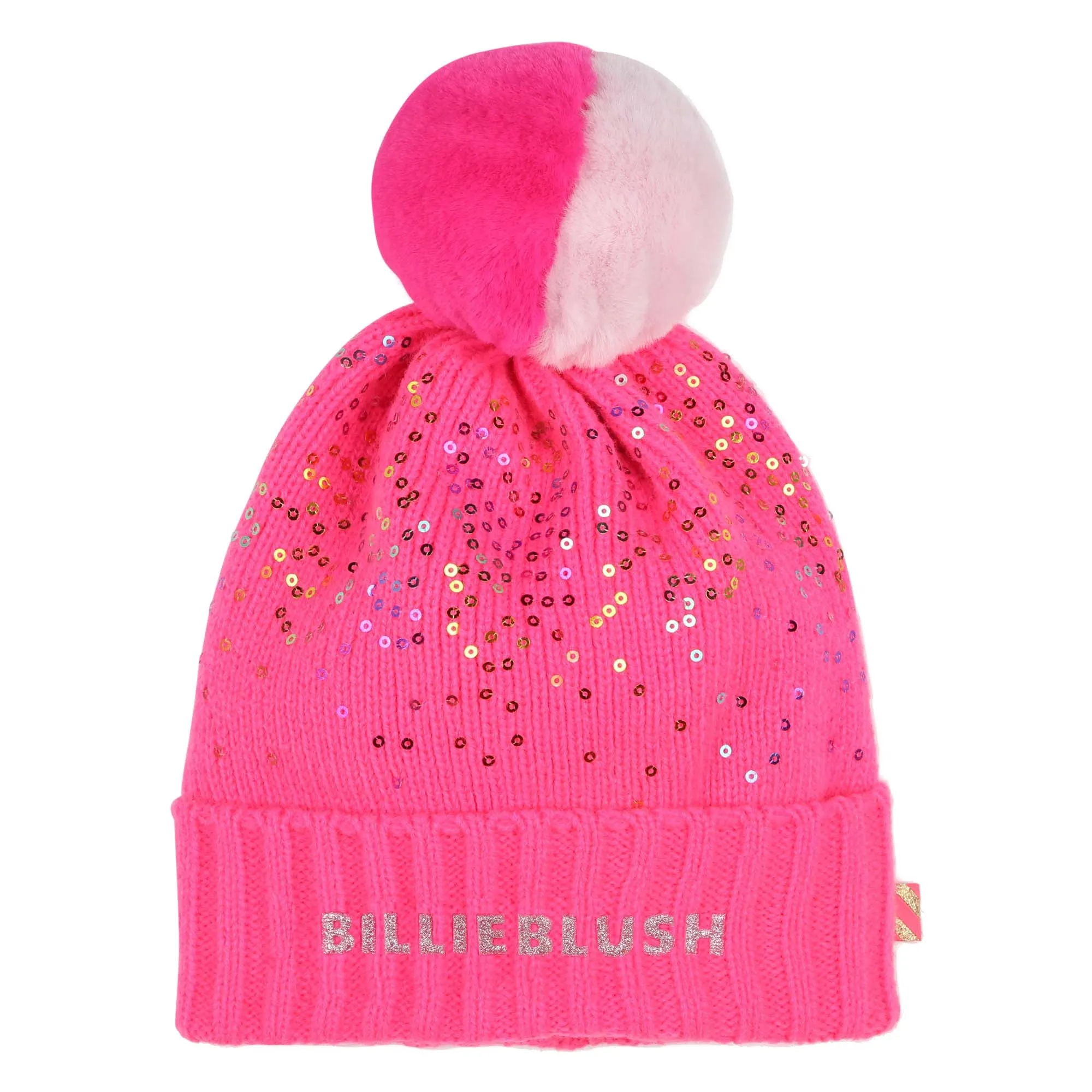 Pompom Beanie with Sequins | Pink