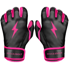 PREMIUM PRO Creator Series Short Cuff Batting Gloves | BLACK w/ HOT PINK