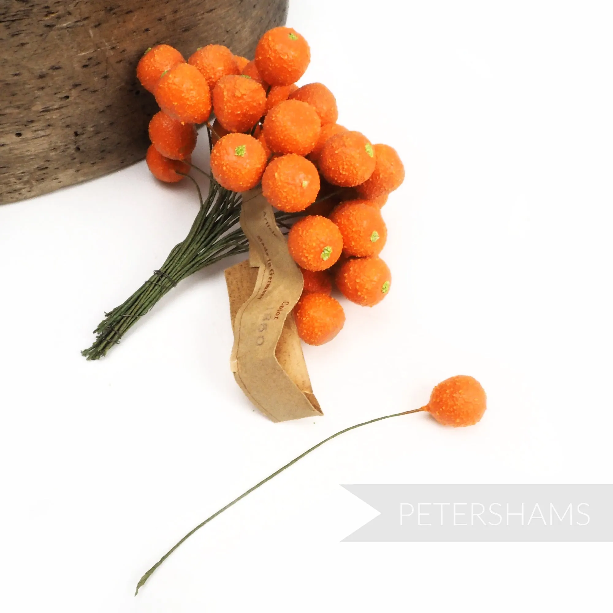 'Robert' Mini Vintage 1950/60s Wired Orange Fruits - 36 stems