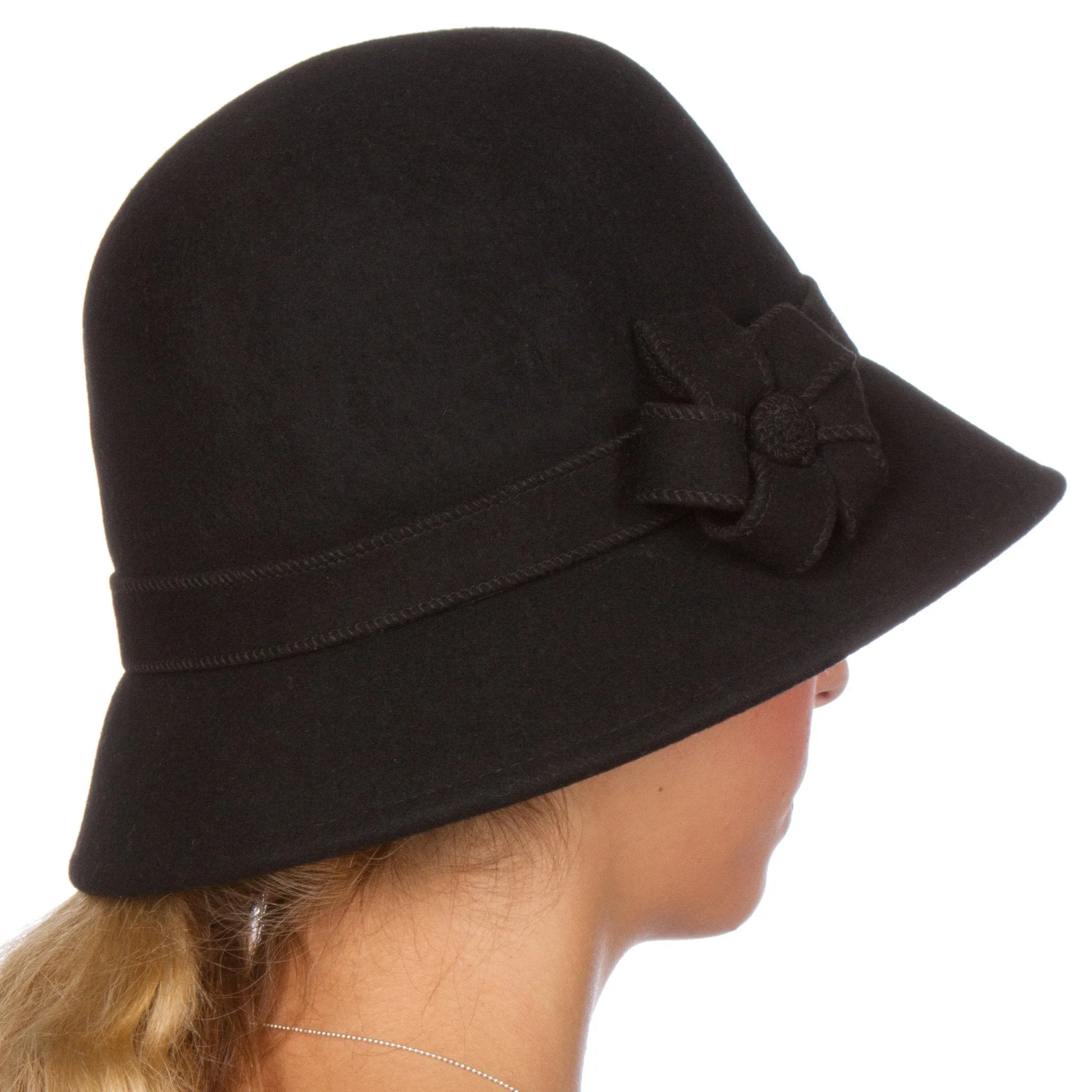 Sakkas Molly Vintage Style Wool Cloche Hat