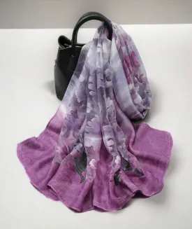 Scarf For Women Silky Touch Floral Gradient