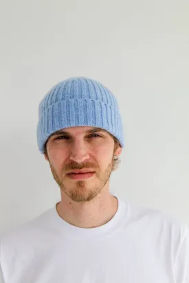 Super-Soft Lambswool Fisherman Beanie - Glacier Blue