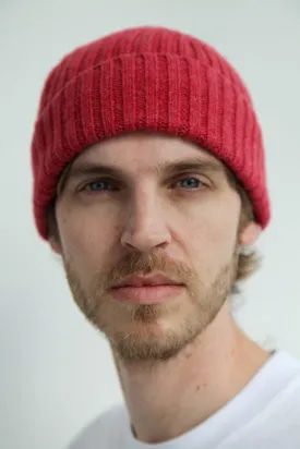 Super-Soft Lambswool Fisherman Beanie - Rouge Red