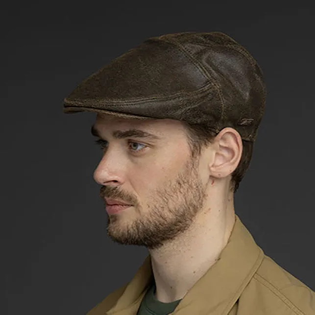 Taxten Distressed Leather Ivy Cap by Bailey