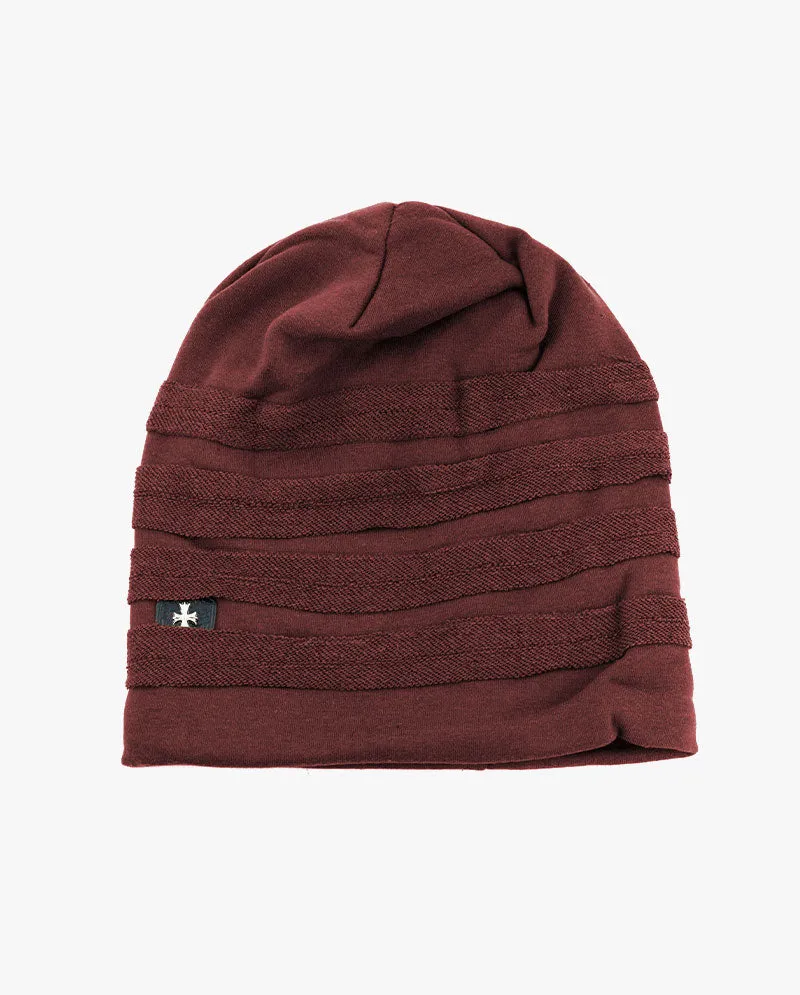 The Hat Depot - Vintage Long Slouchy Baggy Cross Badge Lined Beanie