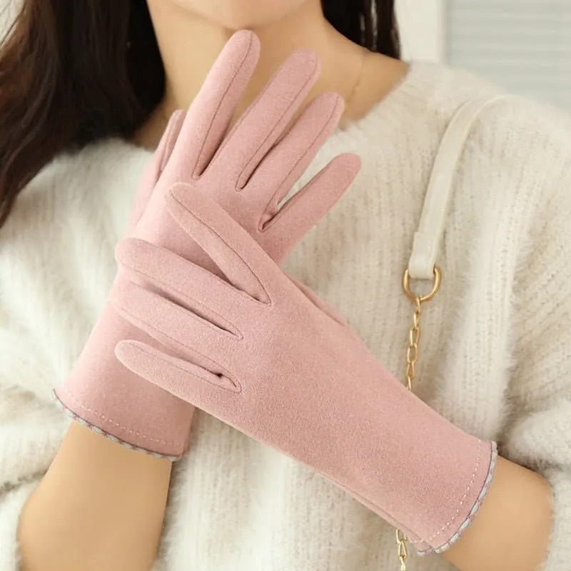 Thick Velvet Touch Screen Driving Gloves