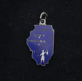 Wells - Vintage Illinois Sterling Silver and Enamel Souvenir Charm