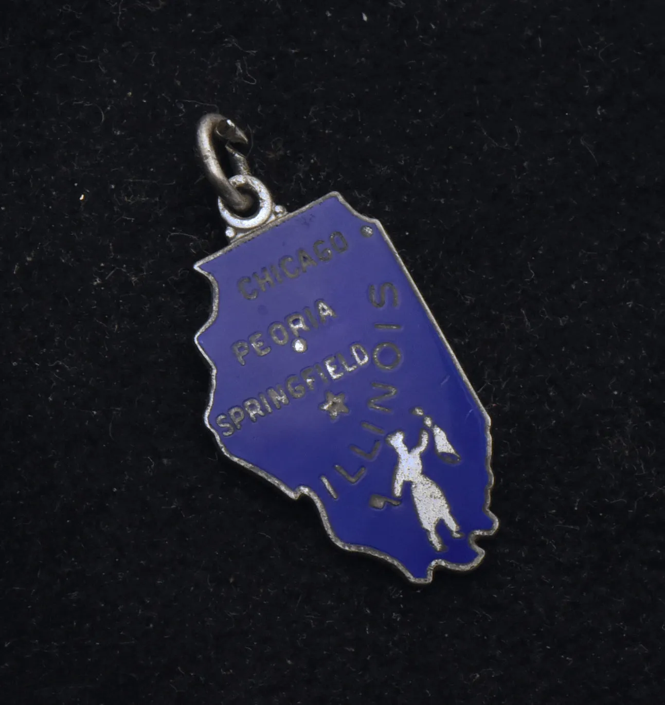 Wells - Vintage Illinois Sterling Silver and Enamel Souvenir Charm