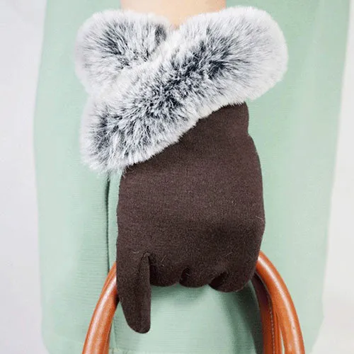 Winter Cashmere Fur Wrist Gloves